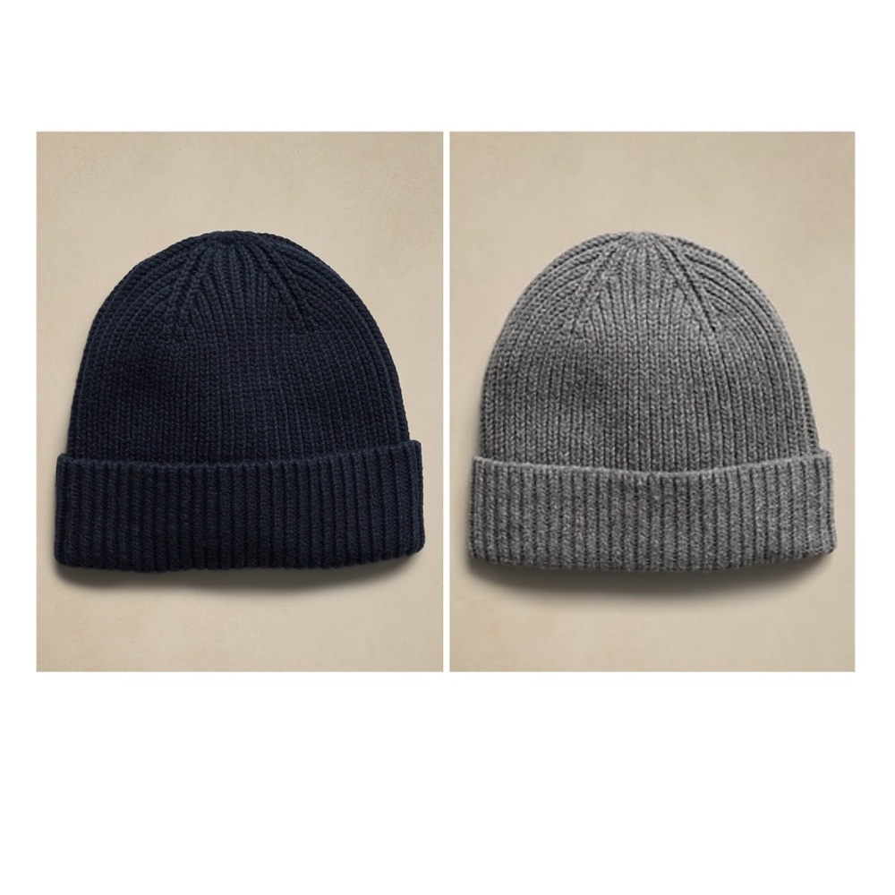 Banana Republic classic beanies available in navy and grey